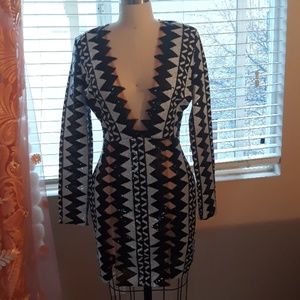 Black and white sequins dress
